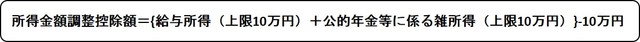 給与所得と年金所得の双方を有する者に対する所得金額調整控除の計算式