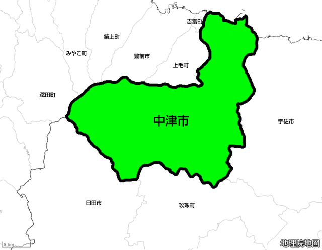 中津市周辺地図