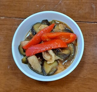 茄子と鶏肉の甘辛炒め