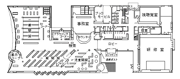 小幡記念図書館1階館内図