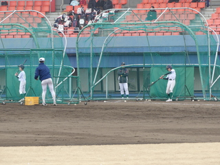 野球教室でのバッティング練習