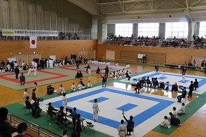 中津地区青少年健全育成柔道剣道空手道大会の様子